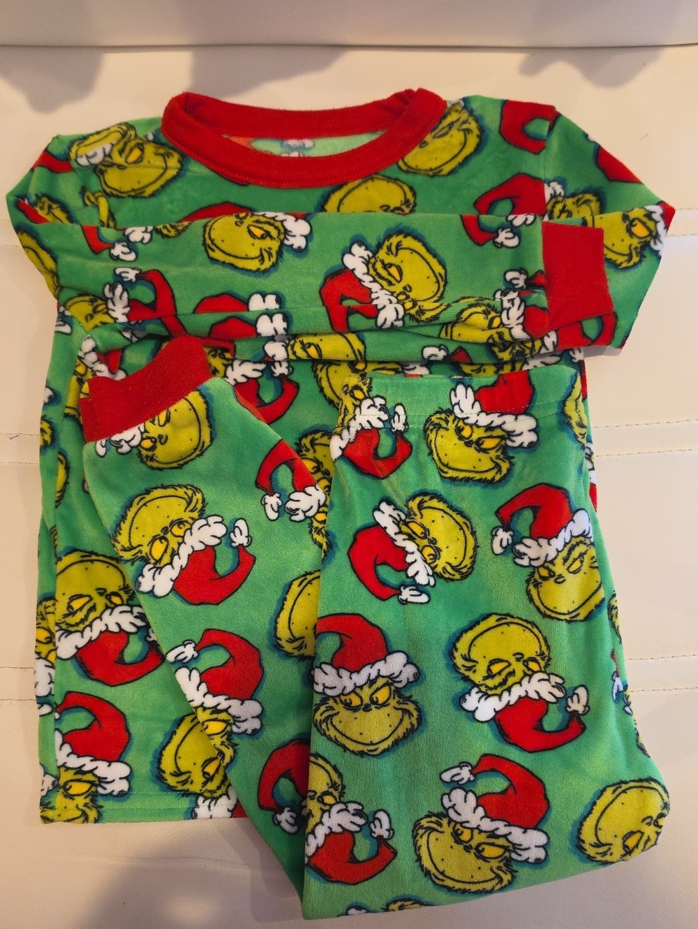 2 PJ SETS, DR SEUSS, Grinch Holiday Kids Pajama Set - Red Trim NWOT, 4T